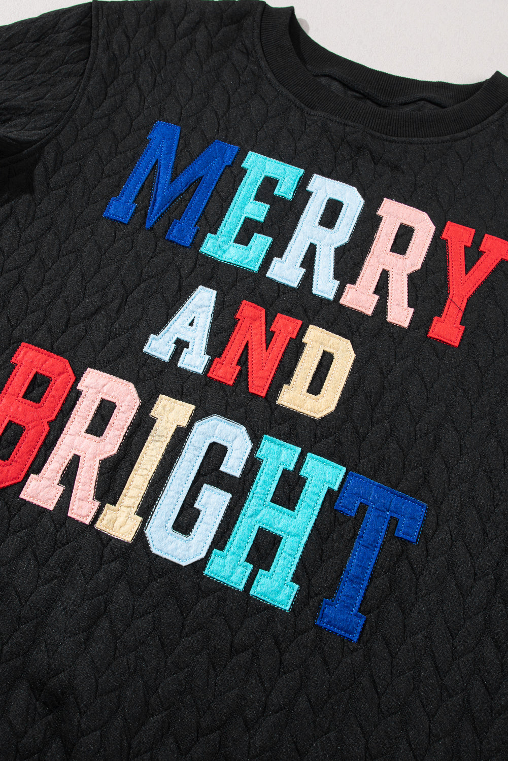 Blackish Green Merry And Bright Quilted Sweatshirt