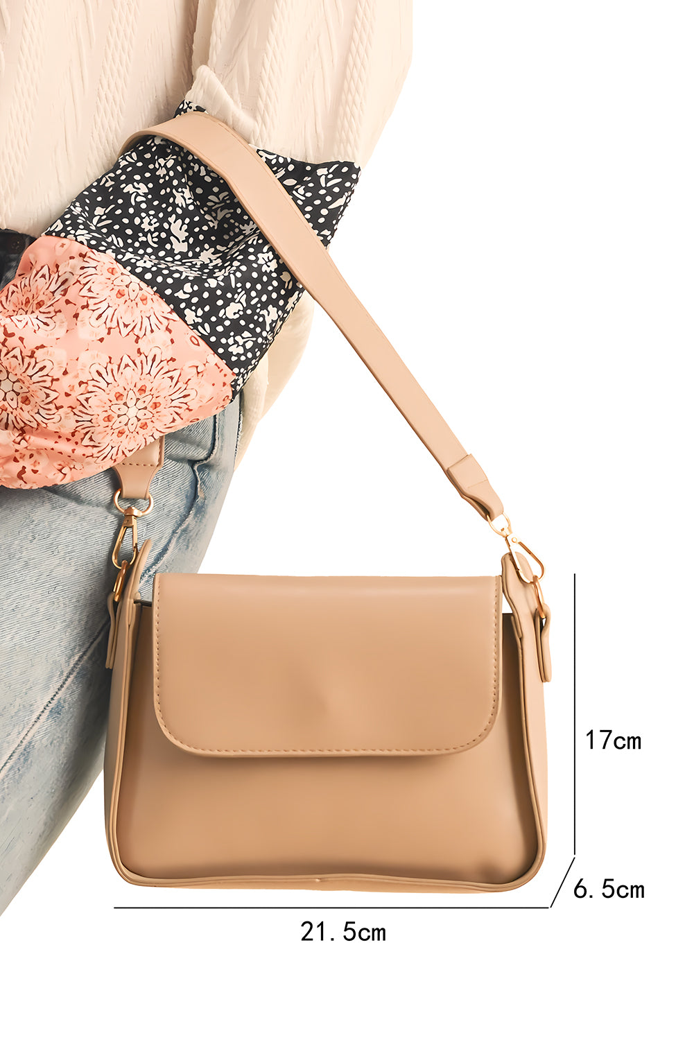 Parchment PU Leather Flap Square Shoulder Bag