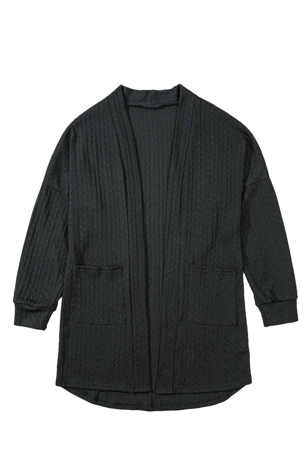 Canton Textured Knit Side Pockets Open Front Cardigan