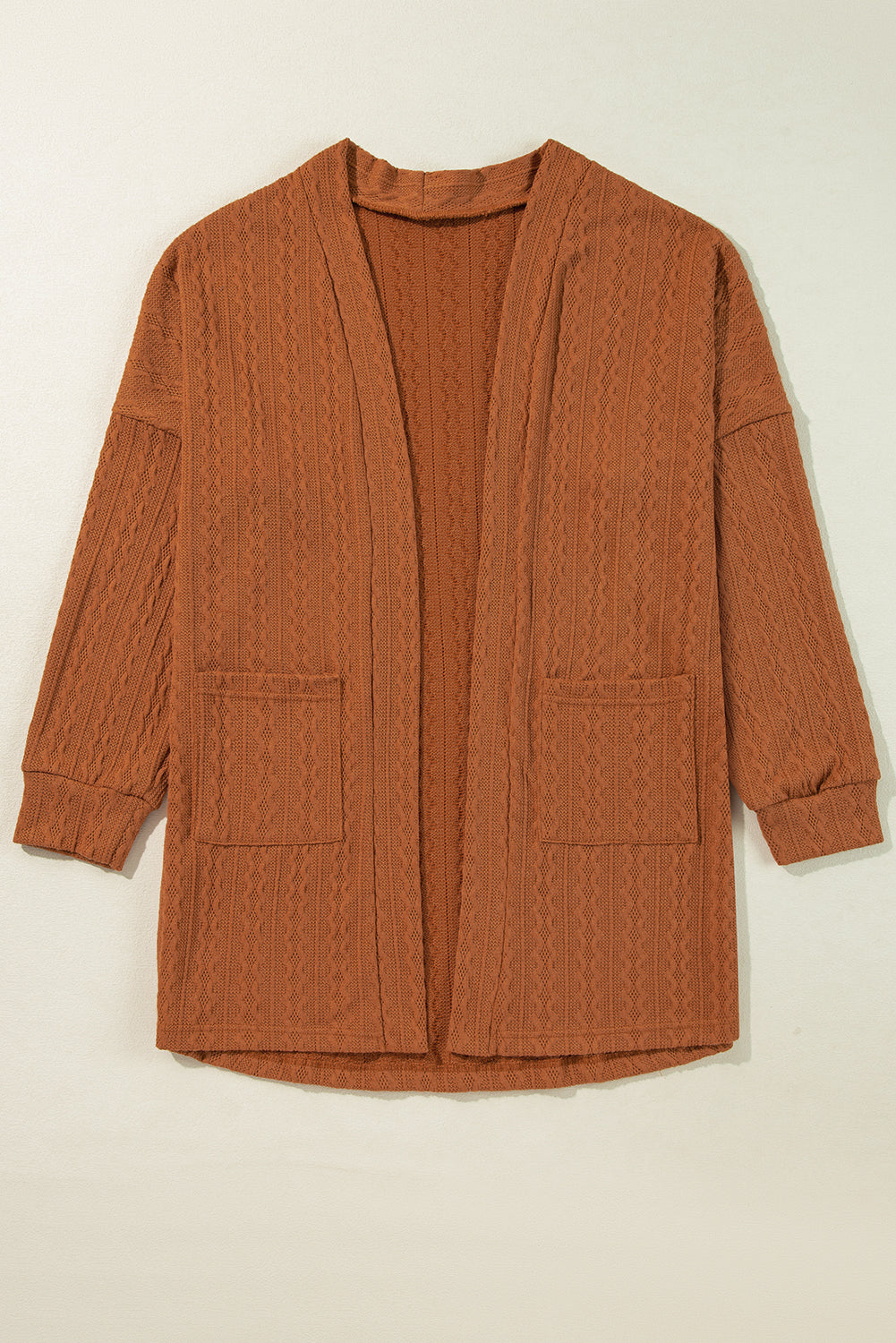 Canton Textured Knit Side Pockets Open Front Cardigan