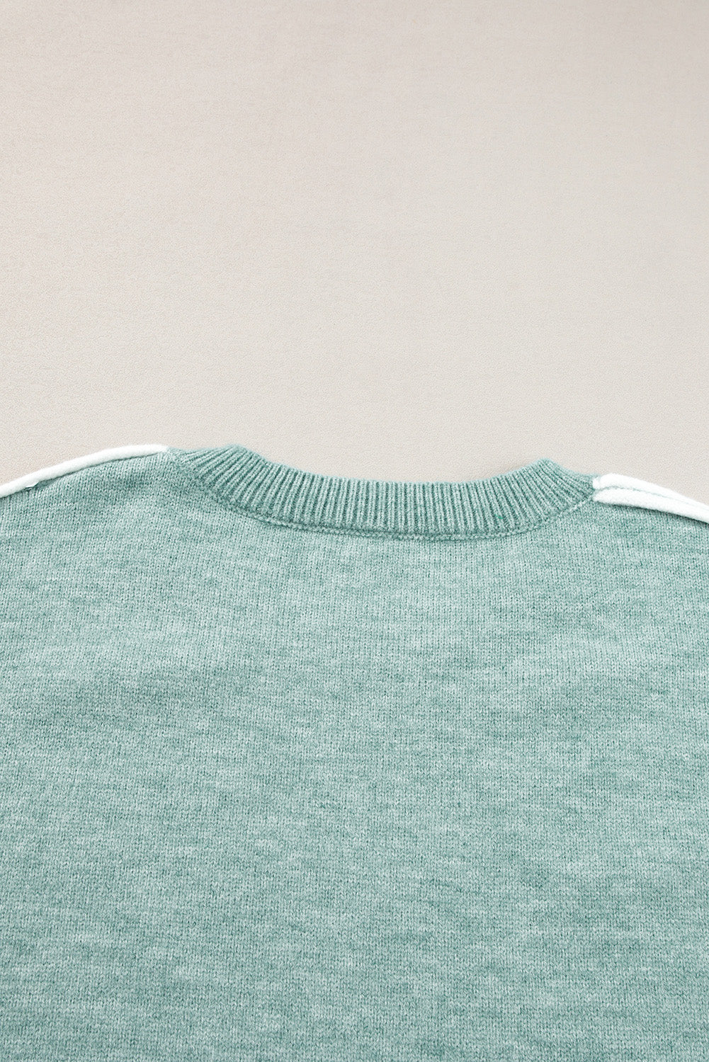 Moonlight Jade Contrast Edge Crewneck Knit Sweater Shewin